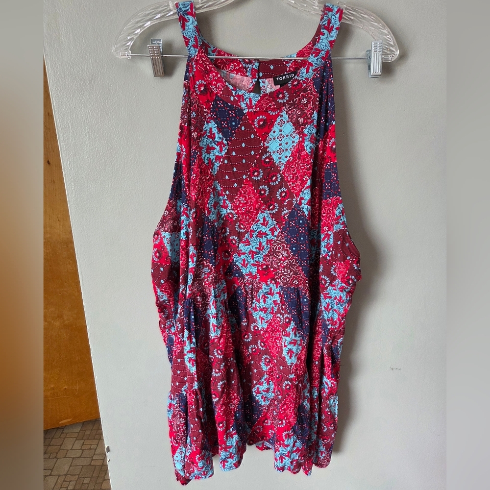 Torrid Red and Blue Patchwork Tank Top